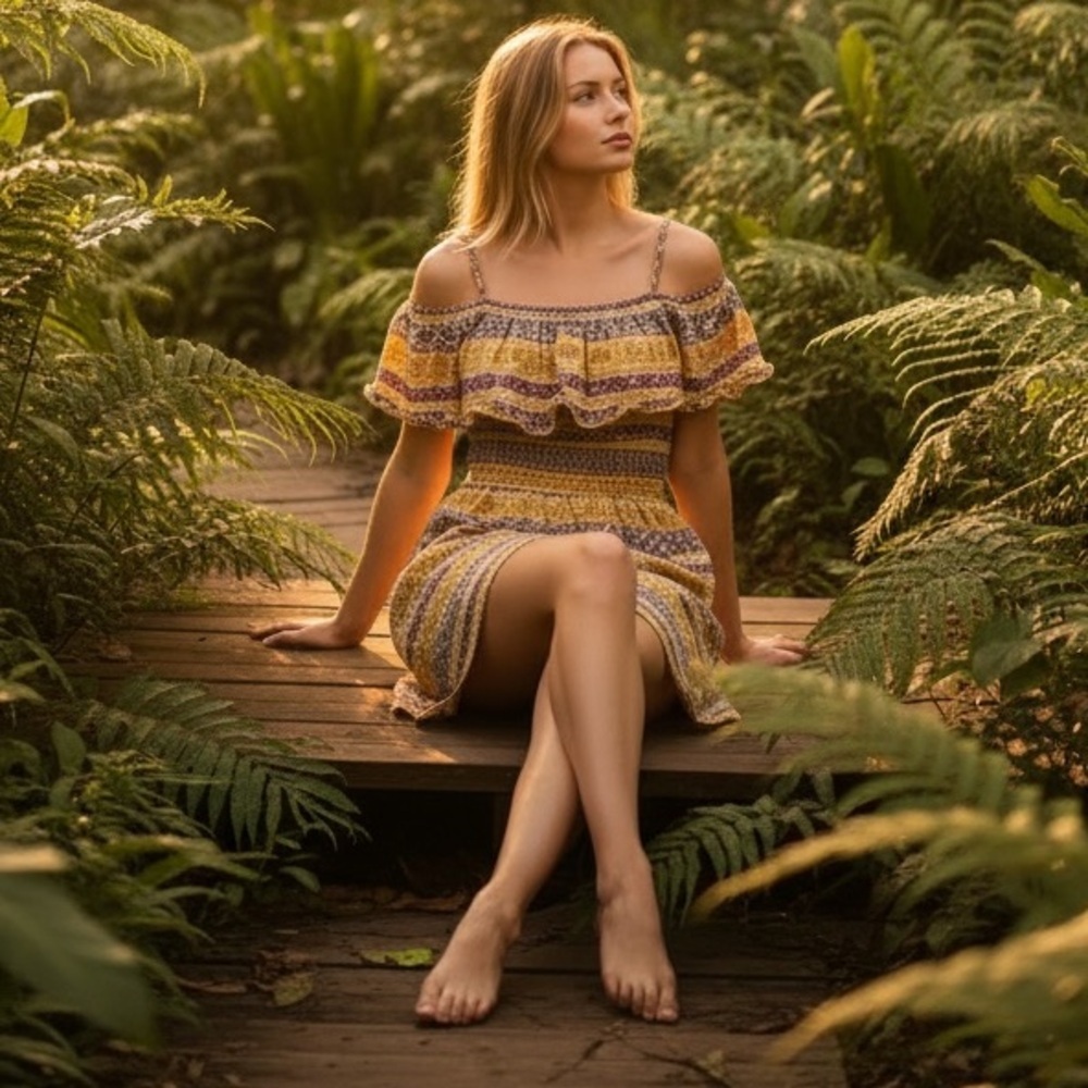 Lily Rose Yellow and Brown Patterned Mini Dress